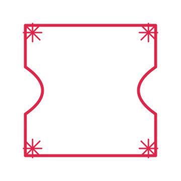 An open ticket frame with fan ornaments and a single border. The middle stays transparent for your text or photograph.