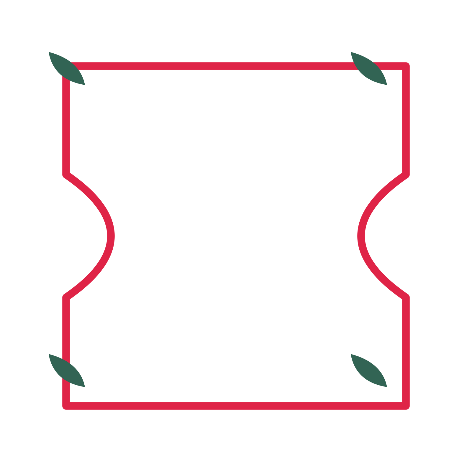 An open ticket frame with leaf ornaments and a single border. The middle stays transparent for your text or photograph.