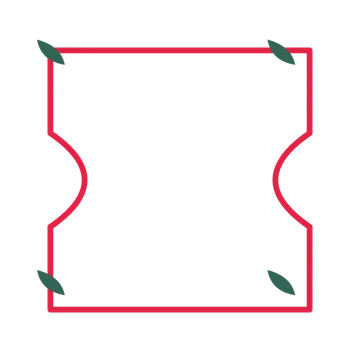 An open ticket frame with leaf ornaments and a single border. The middle stays transparent for your text or photograph.