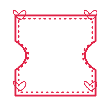 An open ticket frame with loop ornaments and a dotted border. The middle stays transparent for your text or photograph.