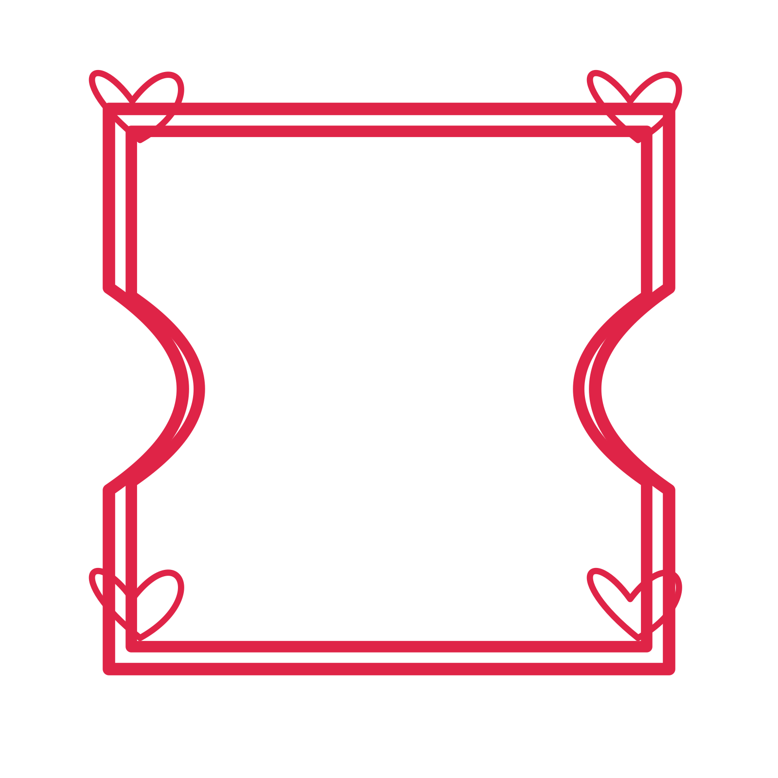 An open ticket frame with loop ornaments and a double border. The middle stays transparent for your text or photograph.