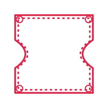 An open ticket frame with ring ornaments and a dotted border. The middle stays transparent for your text or photograph.