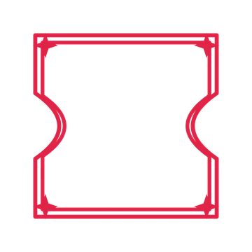 An open ticket frame with sparkle ornaments and a double border. The middle stays transparent for your text or photograph.