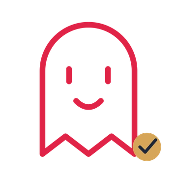 Friendly Halloween ghost drawn as an accent icon with clean rounded lines.