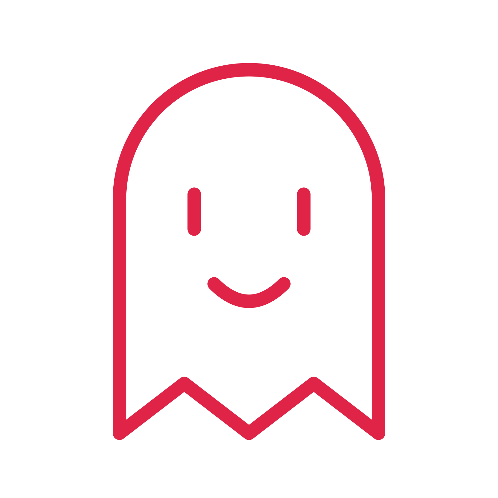 Friendly Halloween ghost drawn as an outline icon with clean rounded lines.