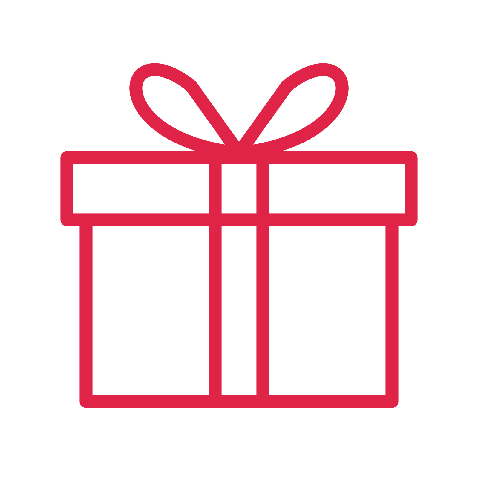 Wrapped gift box drawn as an outline icon with clean rounded lines.