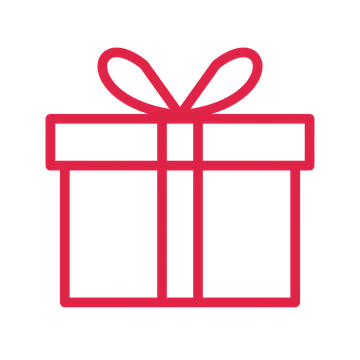 Wrapped gift box drawn as an outline icon with clean rounded lines.