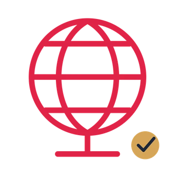 Geography globe drawn as an accent icon with clean rounded lines.