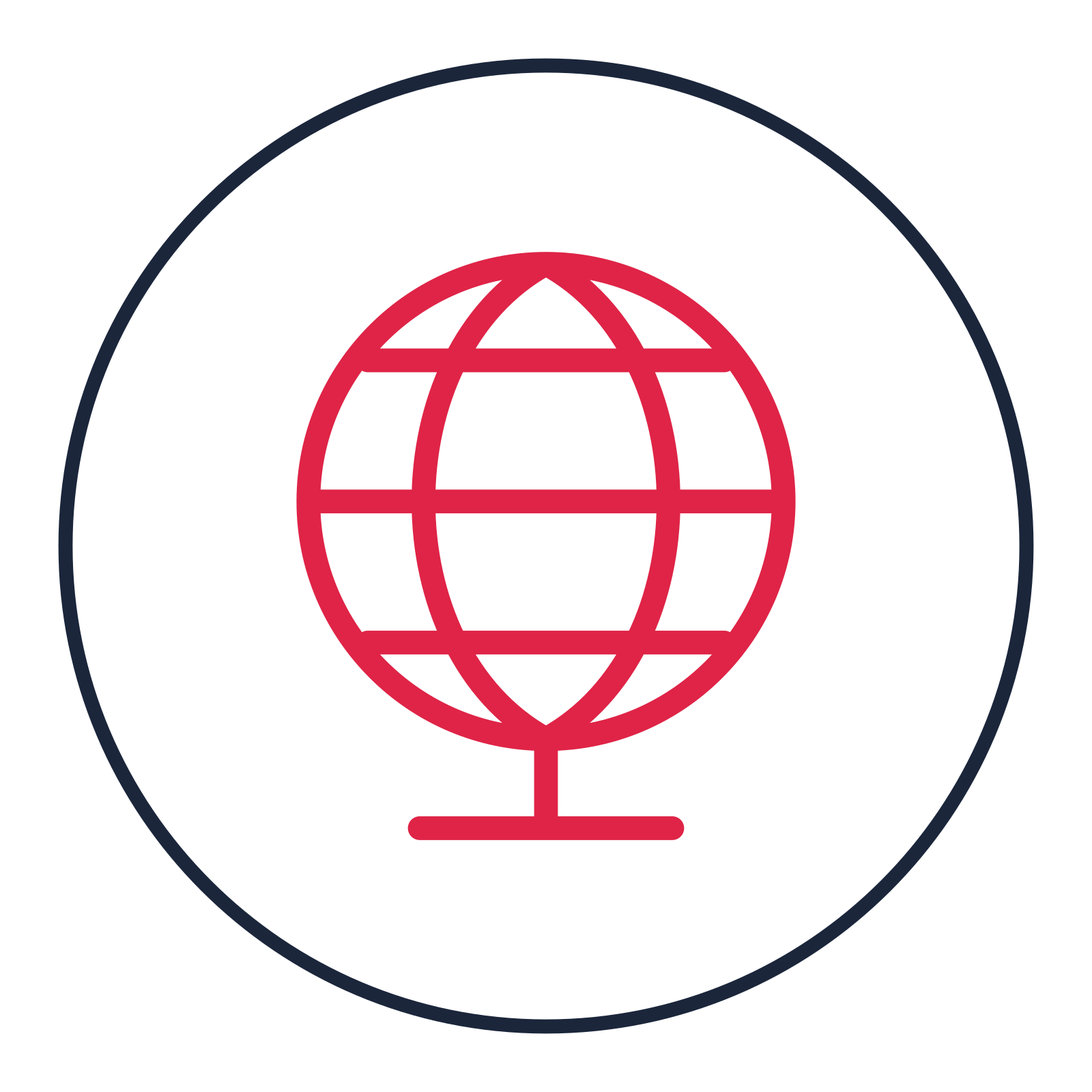 Geography globe drawn as a medallion icon with clean rounded lines.
