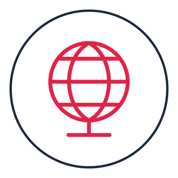 Geography globe drawn as a medallion icon with clean rounded lines.