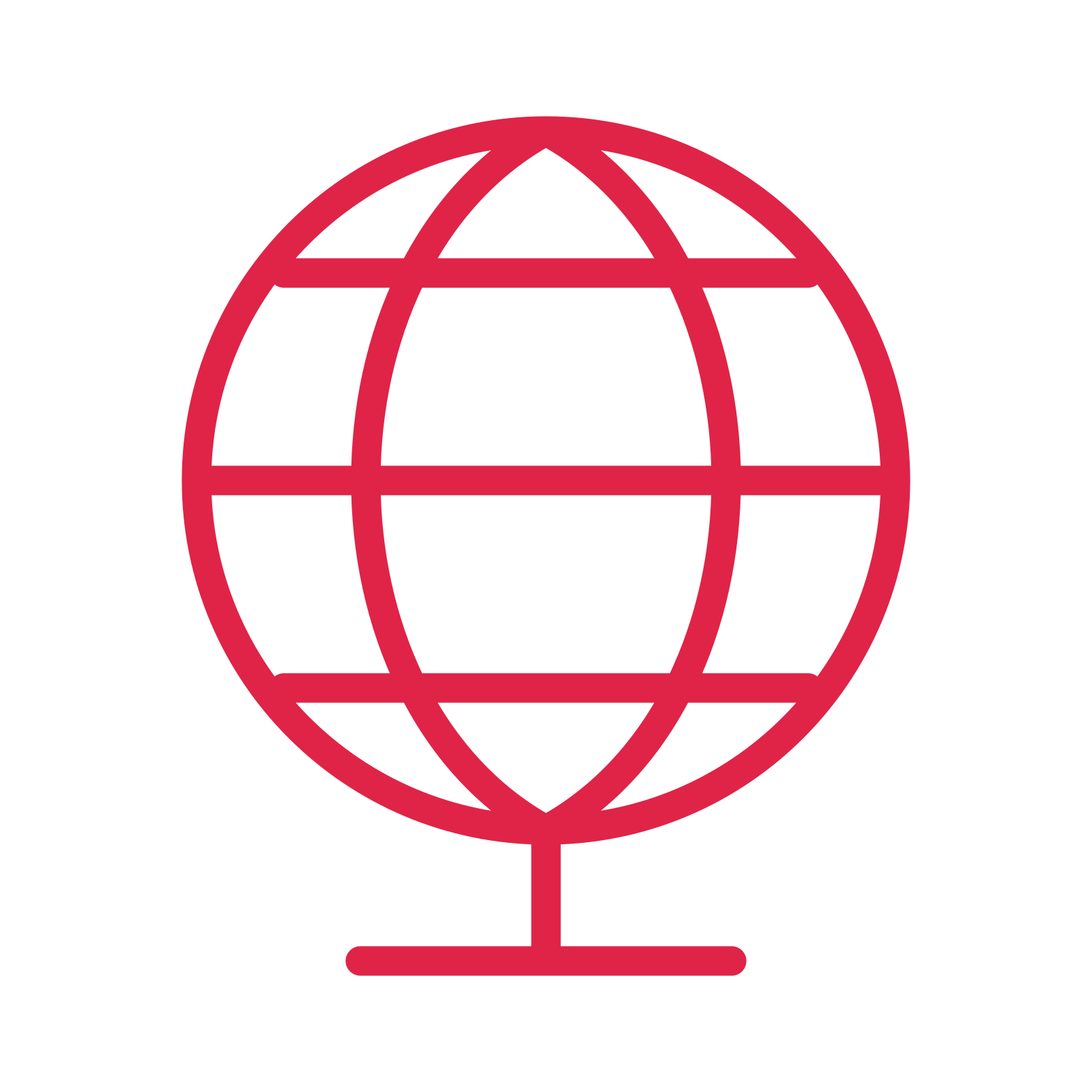Geography globe drawn as an outline icon with clean rounded lines.
