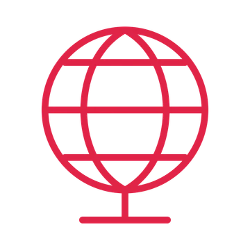 Geography globe drawn as an outline icon with clean rounded lines.