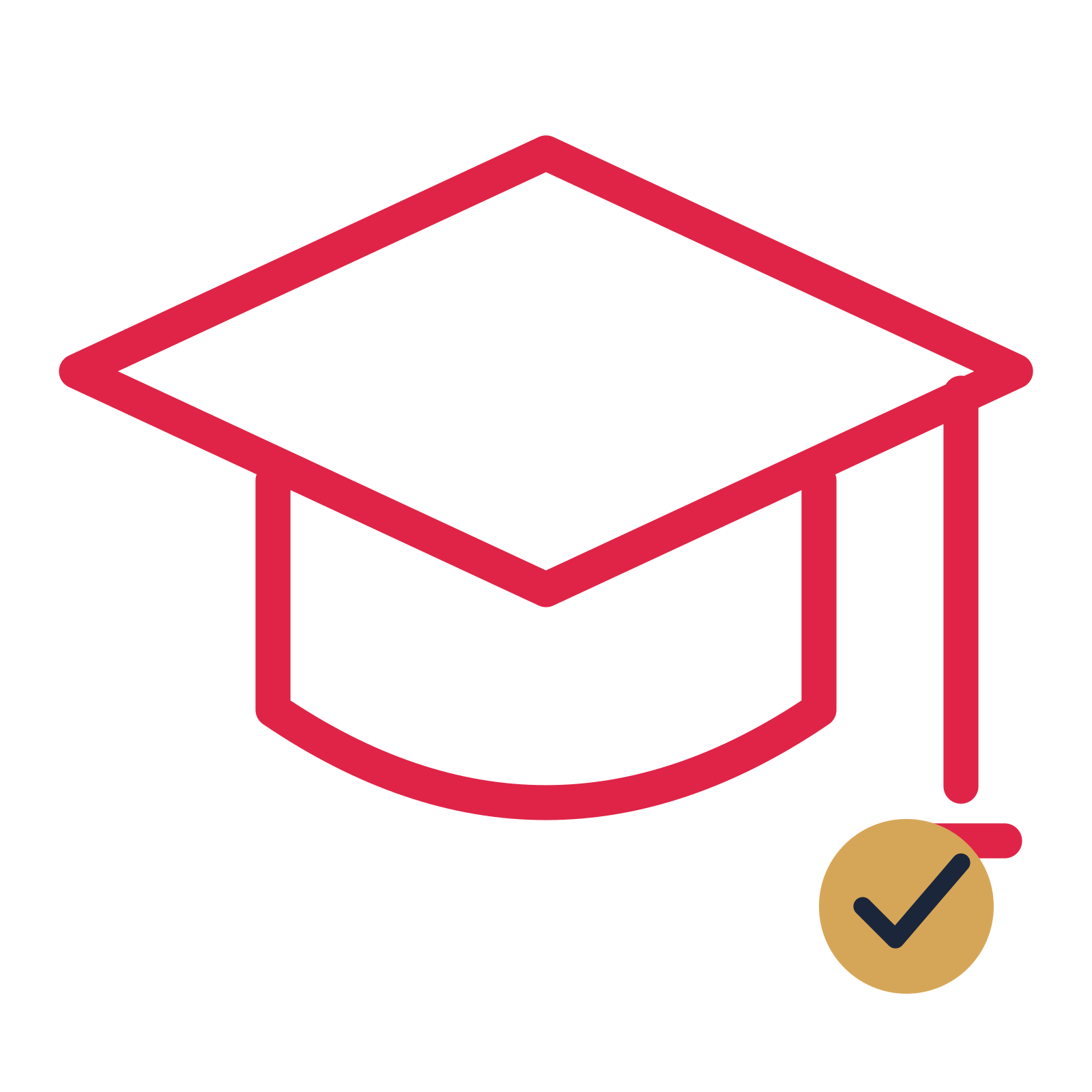 Graduation cap drawn as an accent icon with clean rounded lines.
