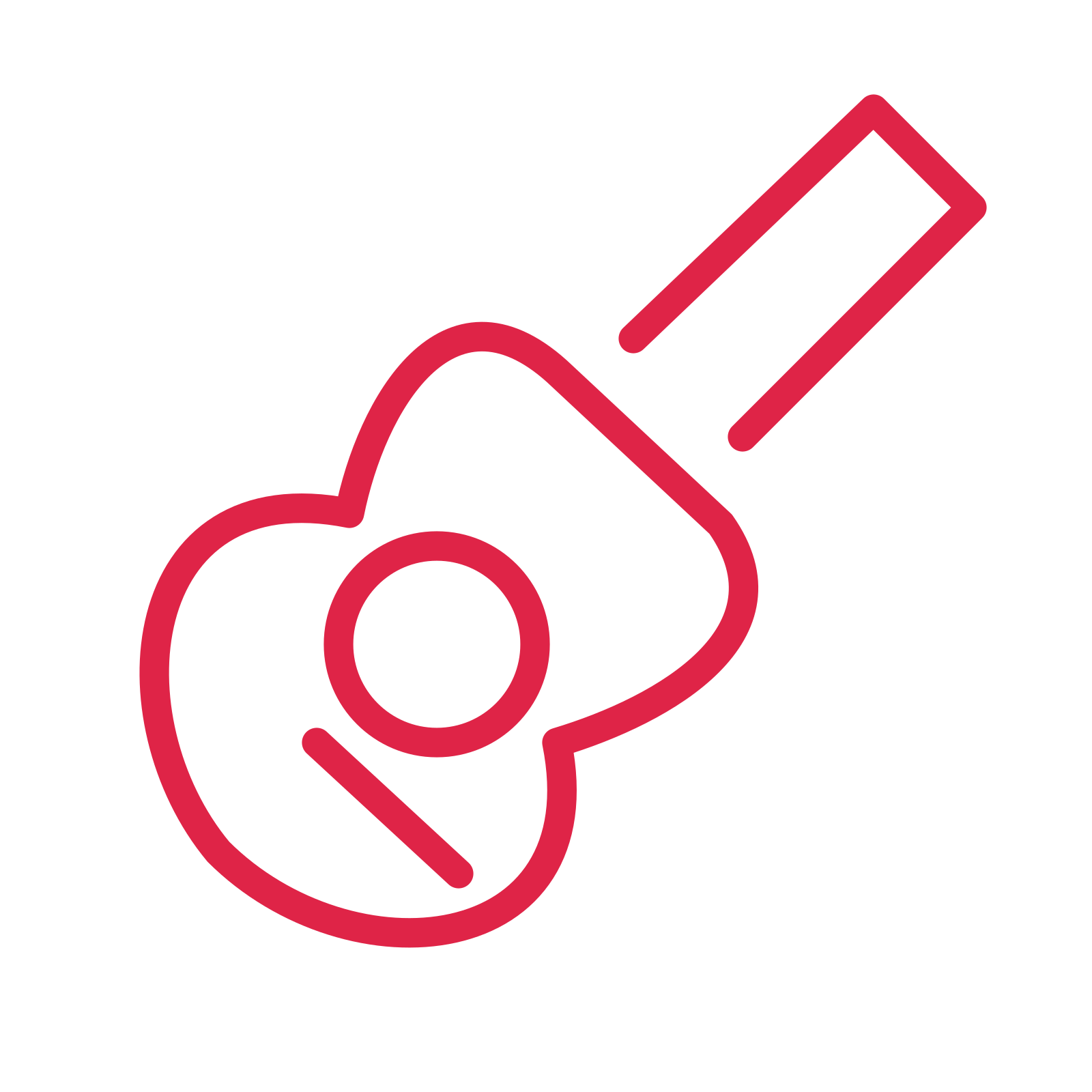 Acoustic guitar drawn as an outline icon with clean rounded lines.
