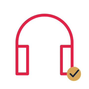 Over-ear headphones drawn as an accent icon with clean rounded lines.