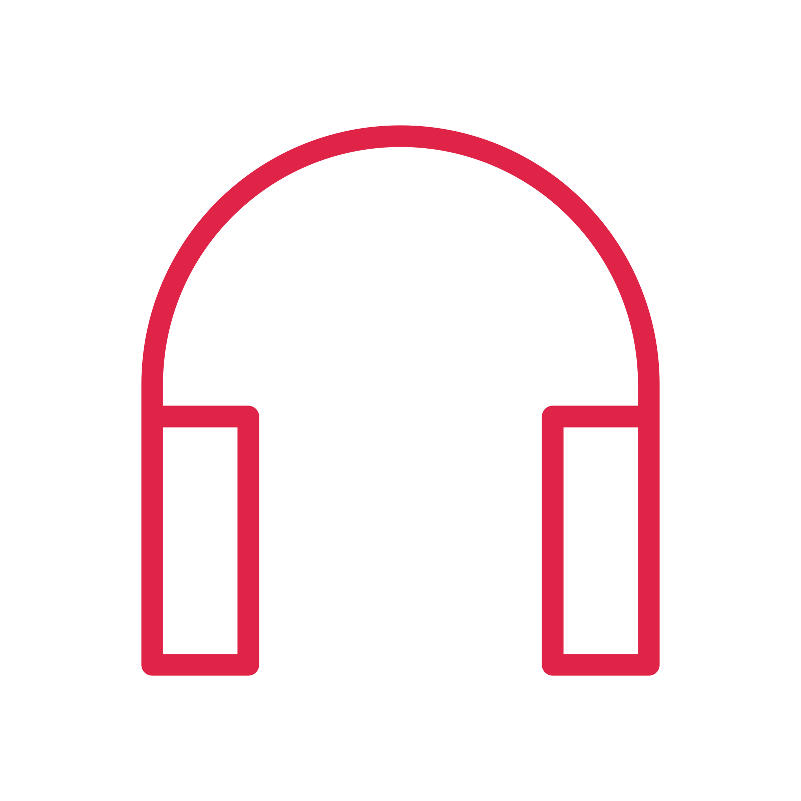 Over-ear headphones drawn as an outline icon with clean rounded lines.