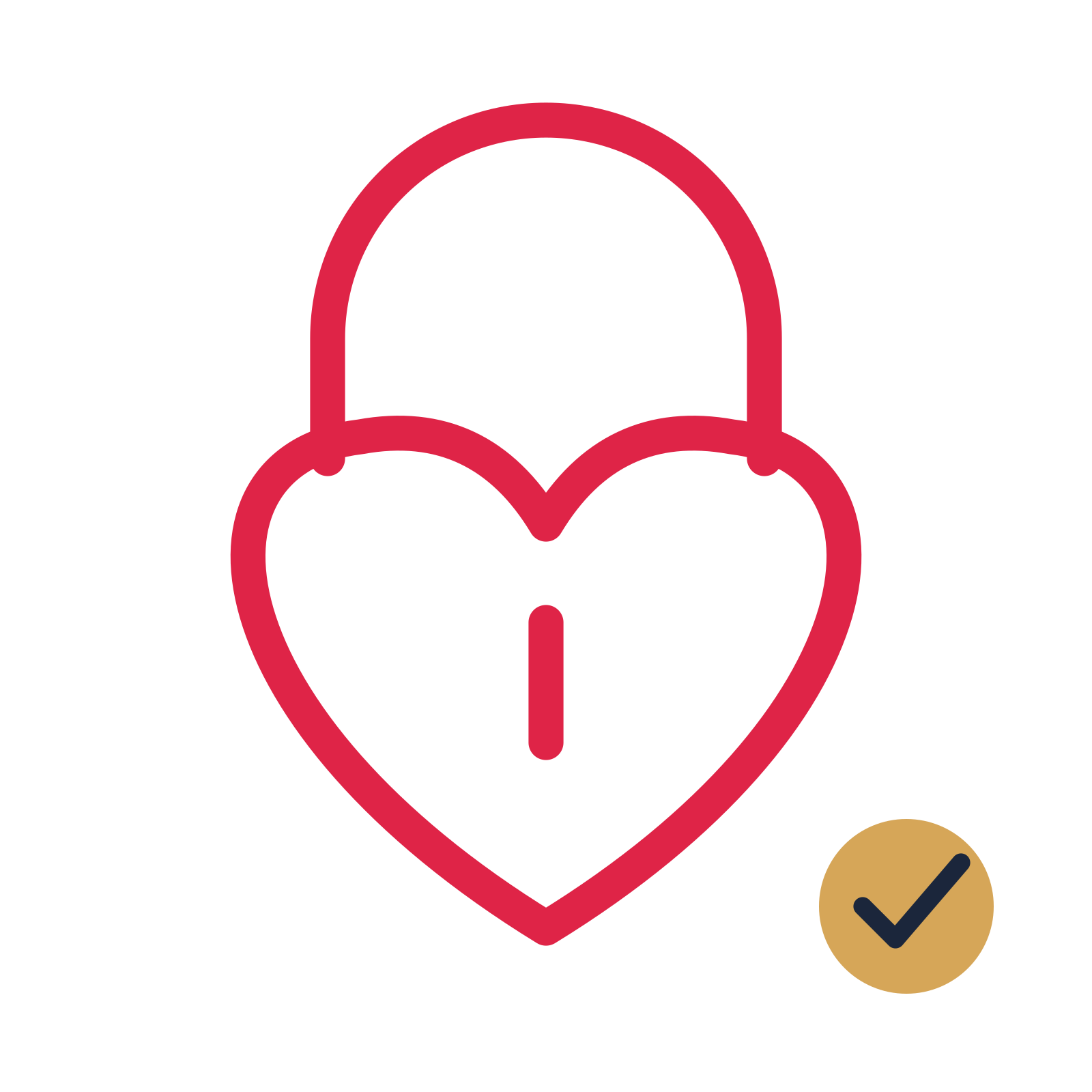 Heart-shaped padlock drawn as an accent icon with clean rounded lines.