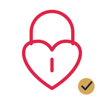 Heart-shaped padlock drawn as a accent icon with clean rounded lines.
