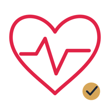 Heart with pulse line drawn as an accent icon with clean rounded lines.