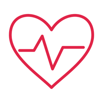 Heart with pulse line drawn as an outline icon with clean rounded lines.