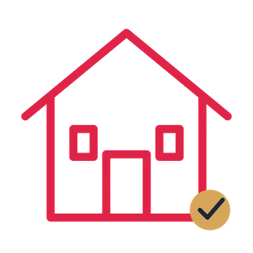 Home with front door drawn as an accent icon with clean rounded lines.