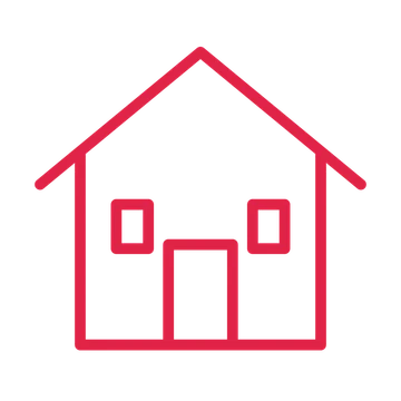Home with front door drawn as an outline icon with clean rounded lines.