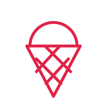 Ice cream cone drawn as an outline icon with clean rounded lines.