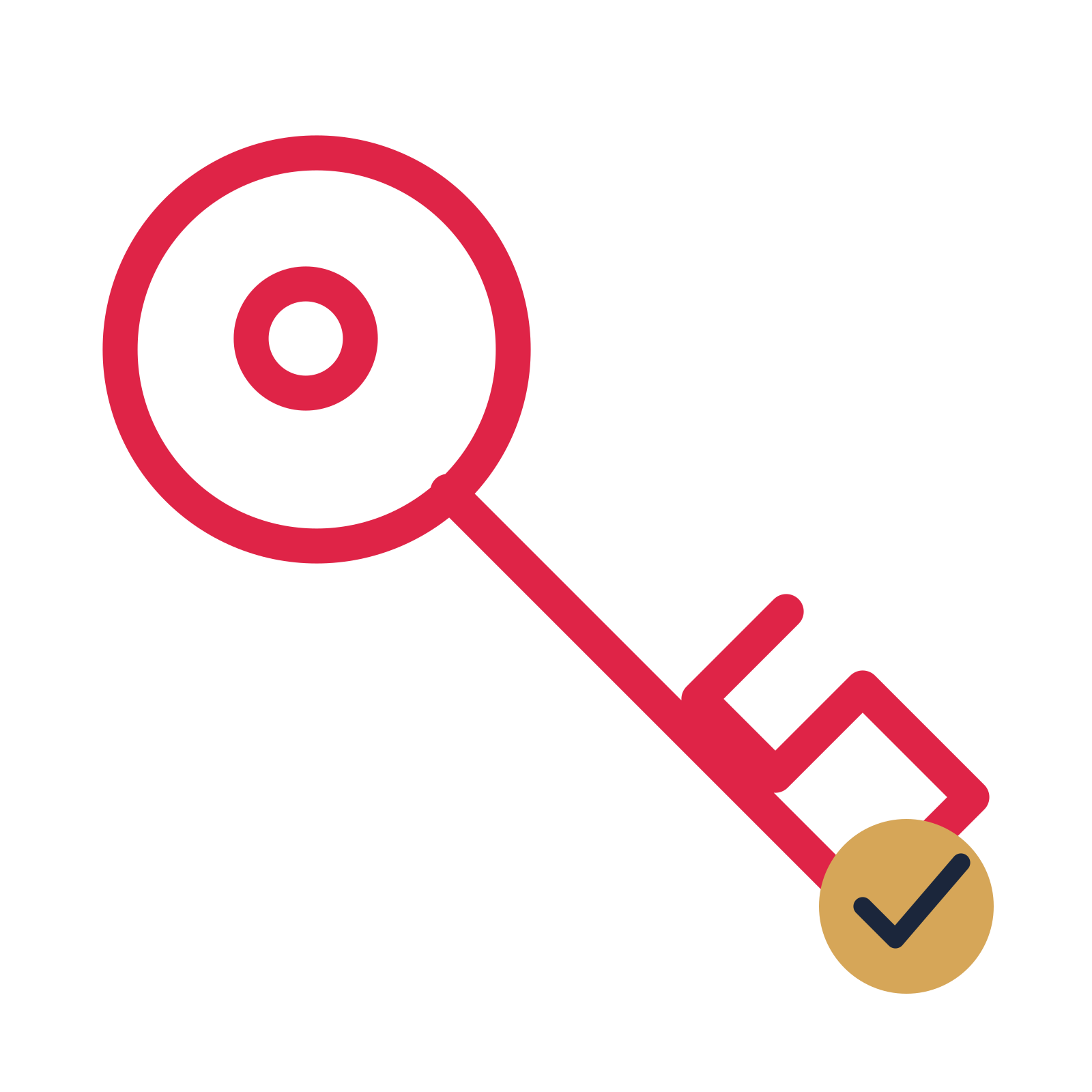 House key drawn as an accent icon with clean rounded lines.