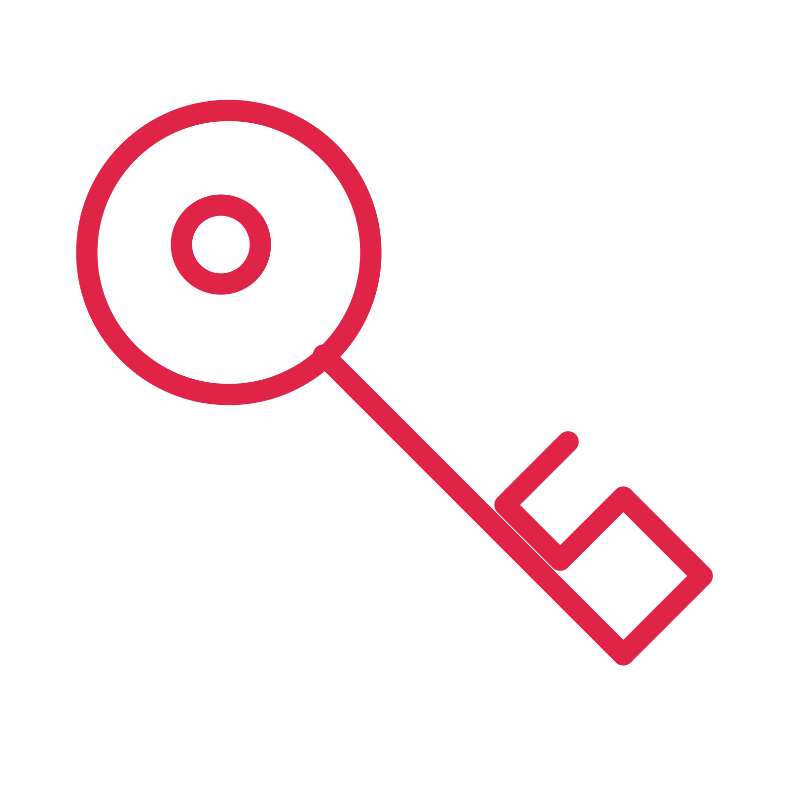 House key drawn as an outline icon with clean rounded lines.