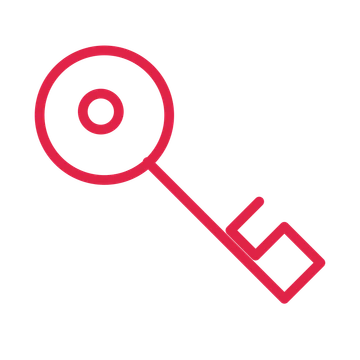 House key drawn as an outline icon with clean rounded lines.