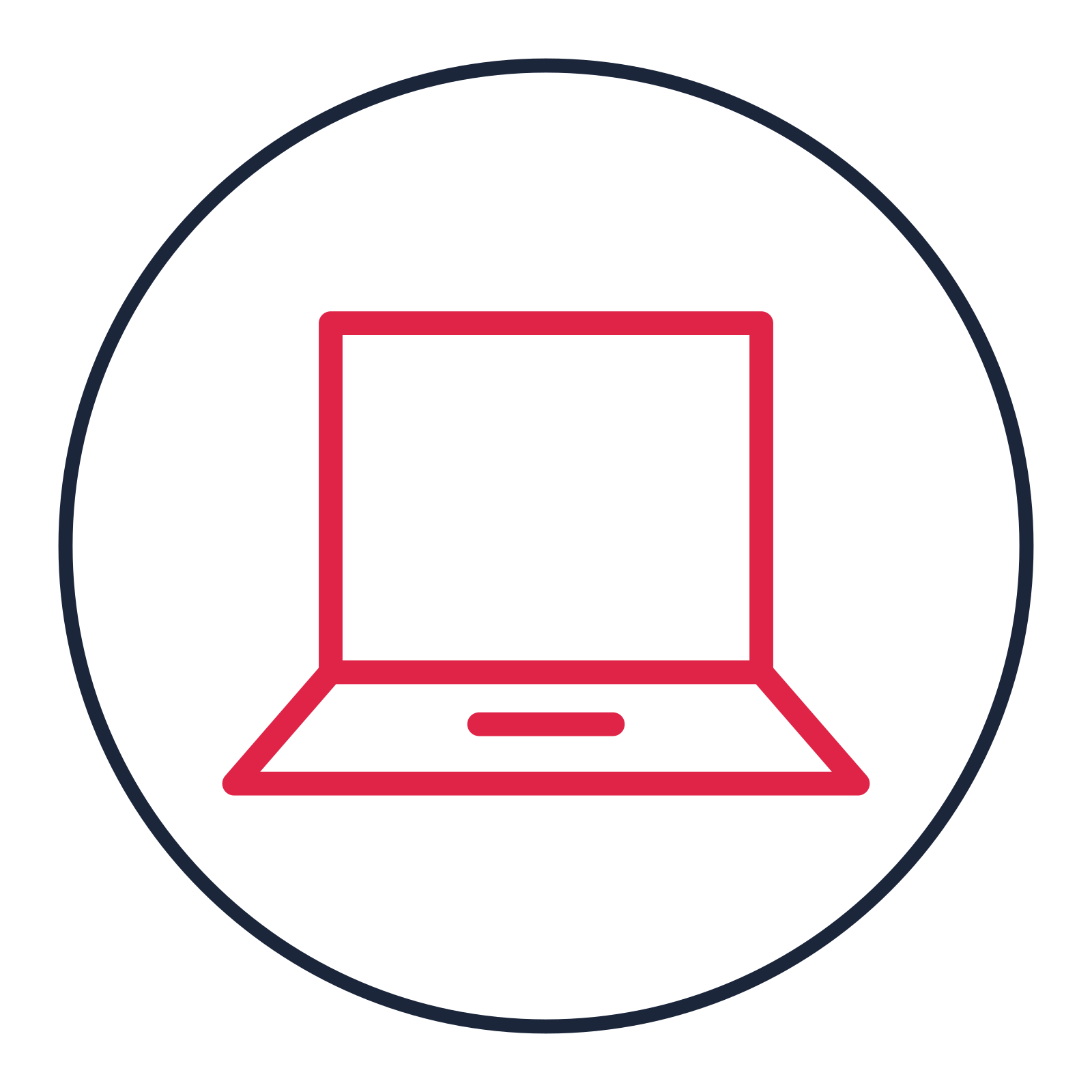 Portable laptop drawn as a medallion icon with clean rounded lines.