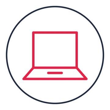 Portable laptop drawn as a medallion icon with clean rounded lines.