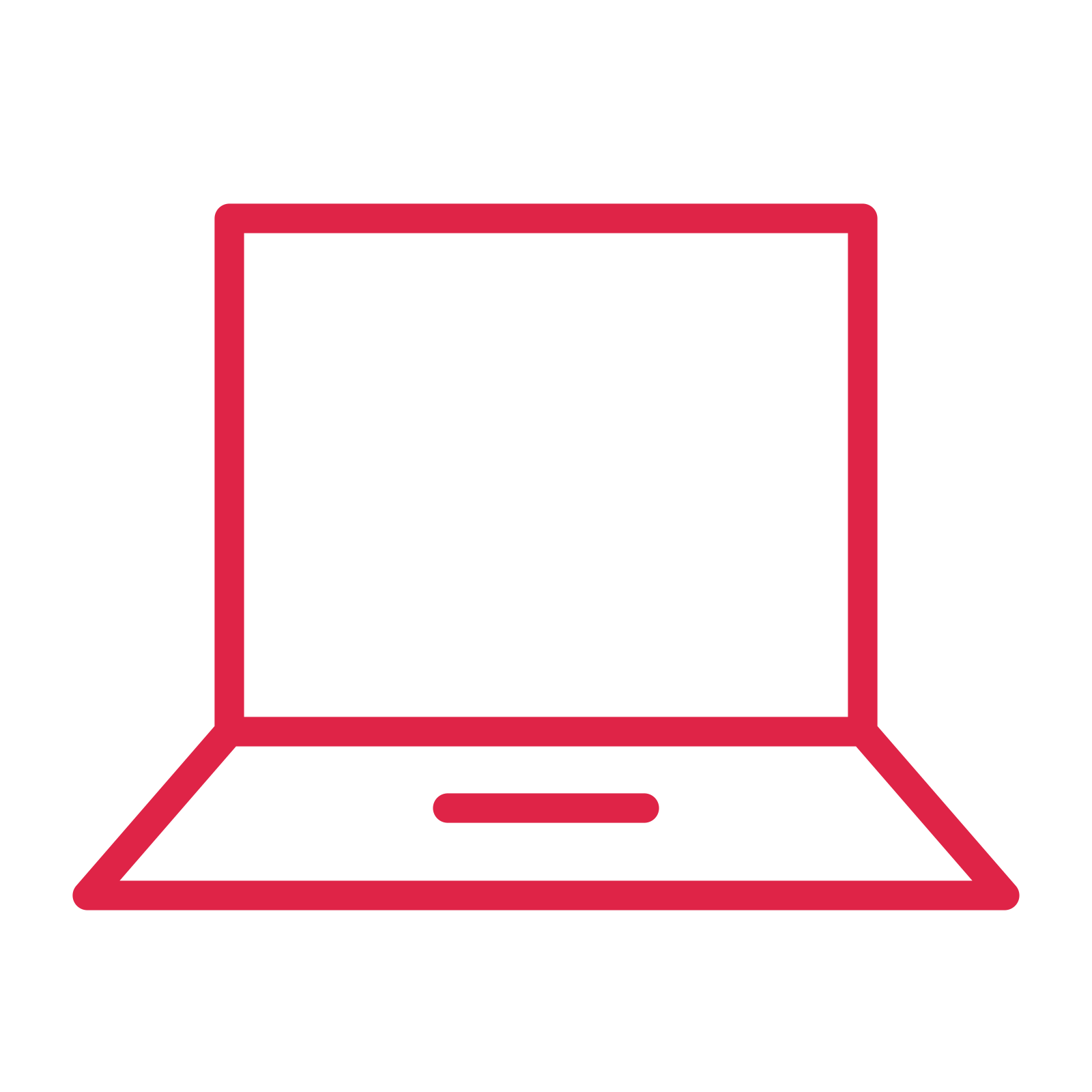 Portable laptop drawn as an outline icon with clean rounded lines.