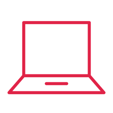 Portable laptop drawn as an outline icon with clean rounded lines.