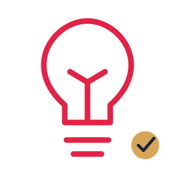 Idea light bulb drawn as an accent icon with clean rounded lines.