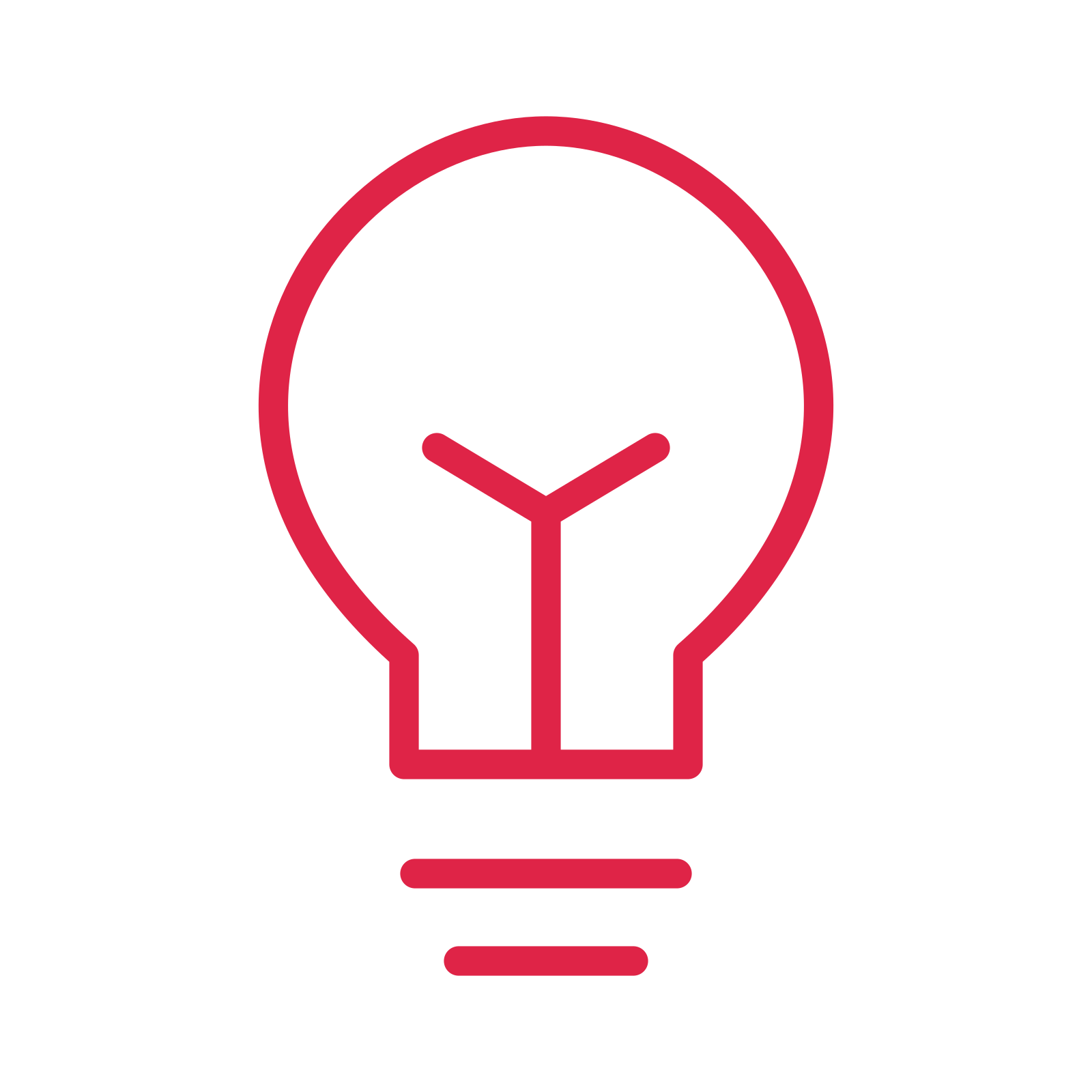 Idea light bulb drawn as an outline icon with clean rounded lines.