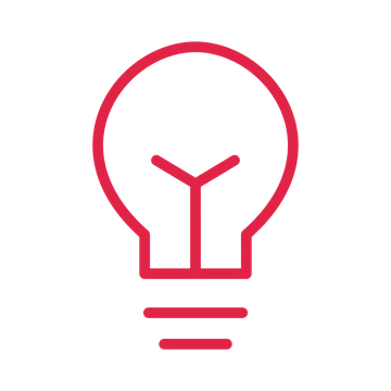 Idea light bulb drawn as an outline icon with clean rounded lines.