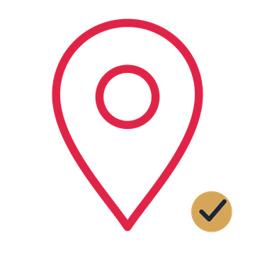 Map location pin drawn as an accent icon with clean rounded lines.