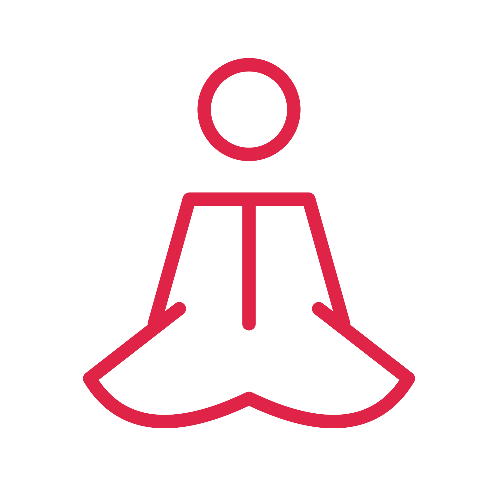 Meditation pose drawn as an outline icon with clean rounded lines.