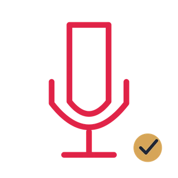 Stage microphone drawn as an accent icon with clean rounded lines.