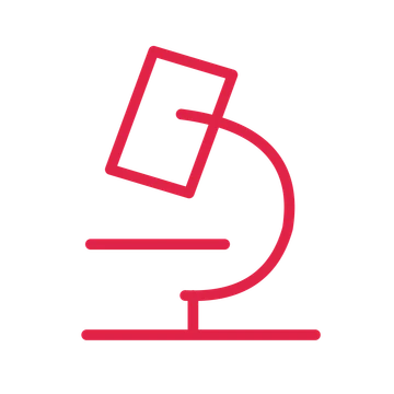 Laboratory microscope drawn as an outline icon with clean rounded lines.