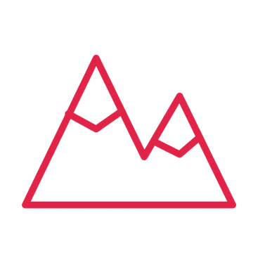 Two mountain peaks drawn as an outline icon with clean rounded lines.