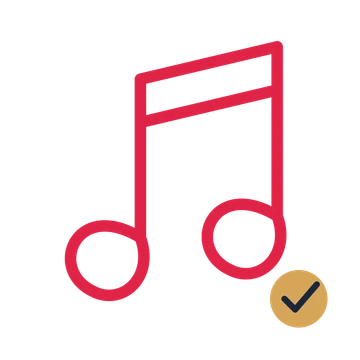 Paired music notes drawn as an accent icon with clean rounded lines.