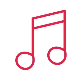 Paired music notes drawn as an outline icon with clean rounded lines.