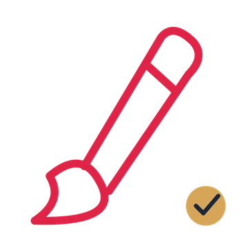 Artist paintbrush drawn as an accent icon with clean rounded lines.