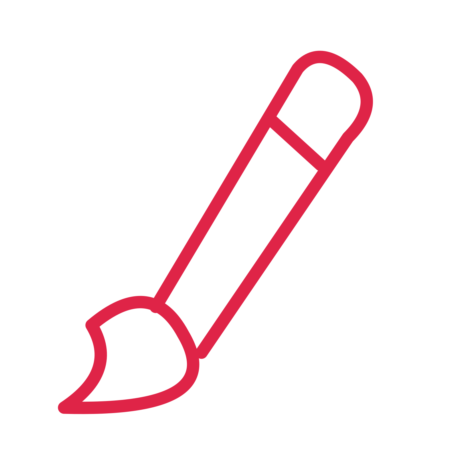 Artist paintbrush drawn as an outline icon with clean rounded lines.