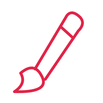Artist paintbrush drawn as an outline icon with clean rounded lines.