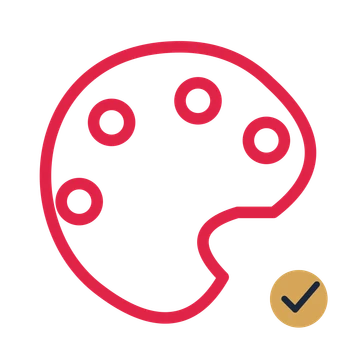 Painter palette drawn as an accent icon with clean rounded lines.