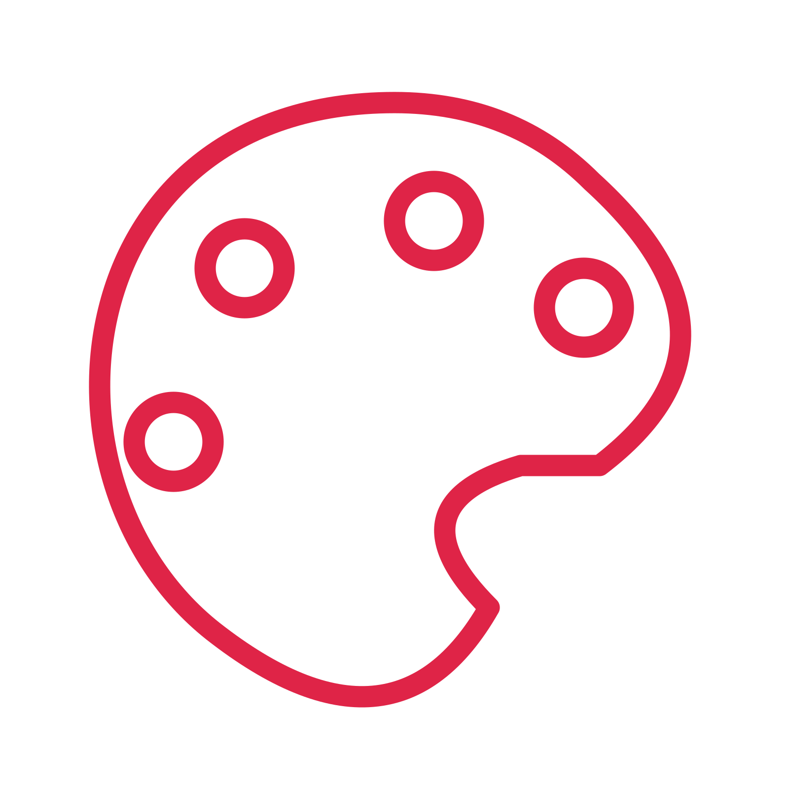 Painter palette drawn as an outline icon with clean rounded lines.