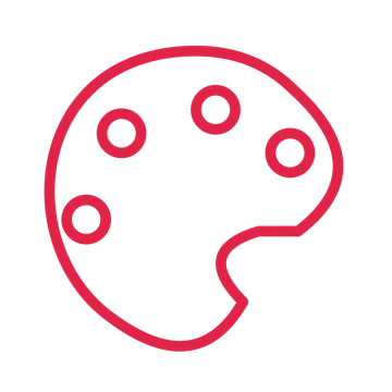 Painter palette drawn as an outline icon with clean rounded lines.